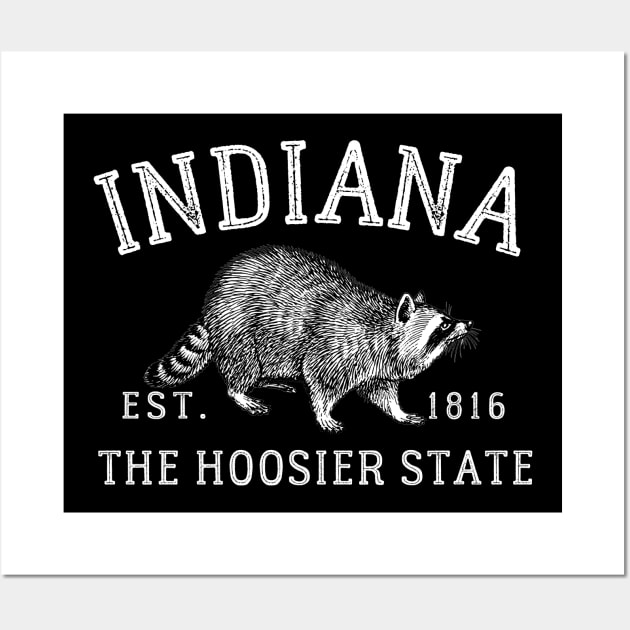 Indiana The Hoosier State Raccoon Wall Art by Downtown Rose